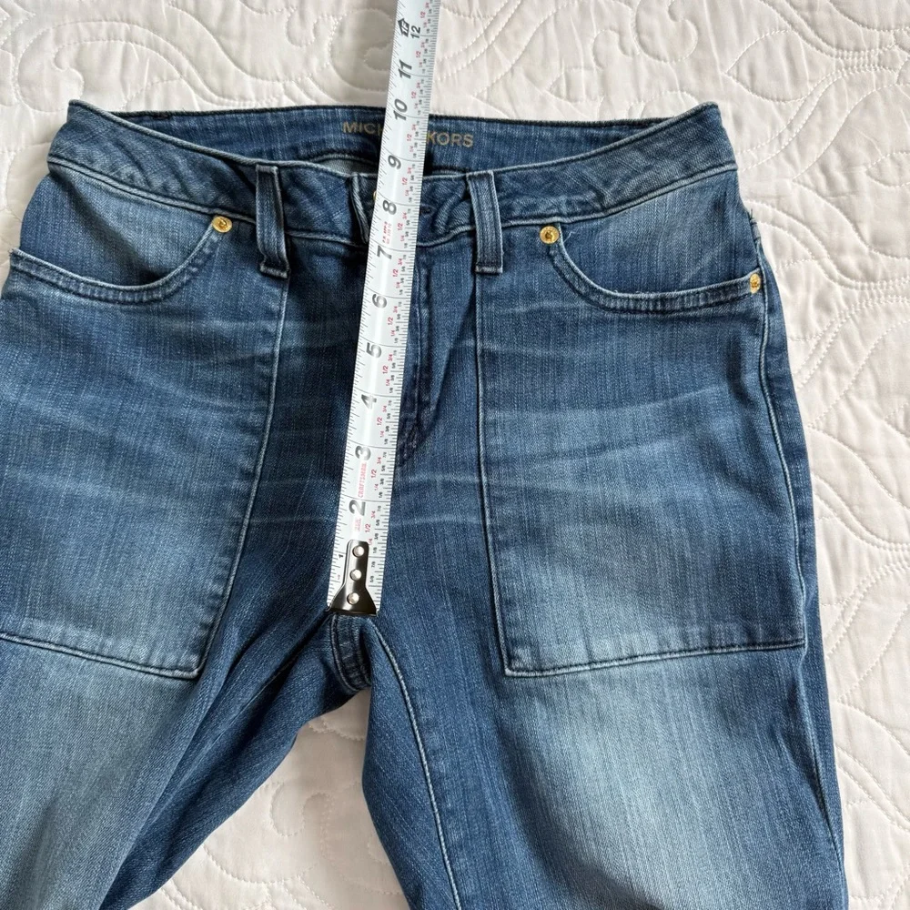 Michael Kors Bell Bottom Flare Stretch Jeans Patch Pockets Womens 4 Med Wash EUC